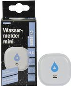 uniTEC Wassermelder mini, weiß, Alarmsignal: 85 dB alarmiert bei Austritt von Wasser bei Rohr- und Schlauch - 1 Stück (30083)