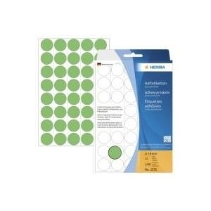 HERMA - Selbstklebende Mehrzweckpapieretiketten - grün - 19 mm rund 1280 Etikett(en) (32 Bogen x 40) (2255)