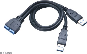 Akasa AK-CBUB12-30BK 2 x USB 3.0 USB 3.0 Pin header Nero Cavo interfaccia/adattatore (AK-CBUB12-30BK)