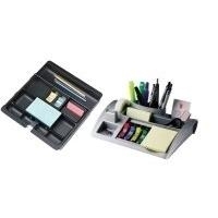 3M Schreibtisch Organizer C50, silber-metallic, bestückt inkl. 1 x Block Post-it Haftnotizen (gelb, 76 x 76 mm) (C50)