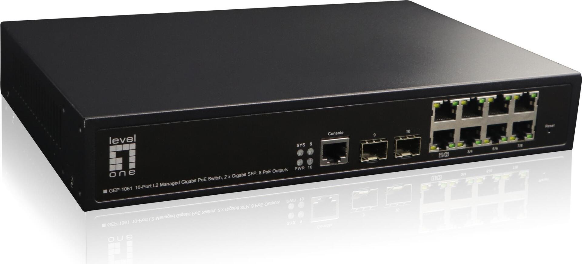 LevelOne GEP-1061 Netzwerk-Switch Managed L2 Gigabit Ethernet (10/100/1000) Power over Ethernet (PoE) Schwarz (GEP-1061NEUEVERSION)