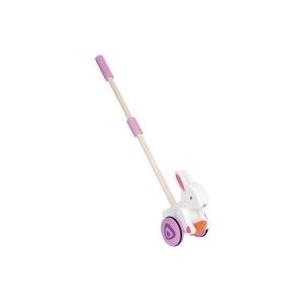 Süßes Holz-Häschen mit Karotte zum Schieben auf Rollen von Hape