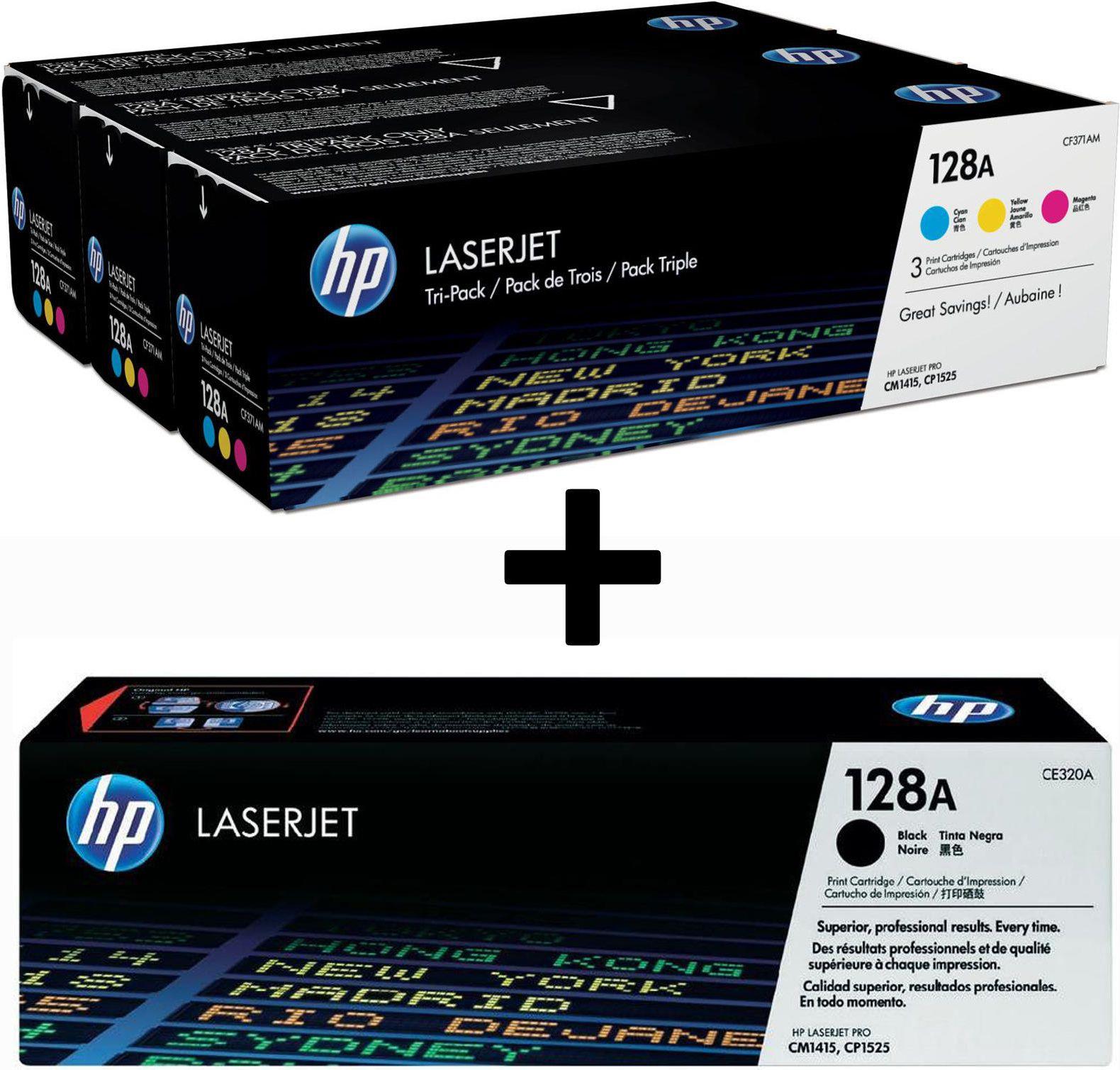 HP Original 128A Toner 4er Set schwarz, cyan, magenta, gelb(Tri-Pack CF371AM, CE320A) (OPCF371AM)