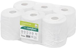 Asciugamano in rotolo wepa Comfort 2 veli bianco brillante 68 m di tessuto 100% riciclato con goffratura a diamante larghezza 2