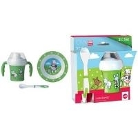emsa Baby-Set FARM FAMILY, 3-teilig, grün Set bestehend aus: Schale, Fütterlöffel, Trinklernbecher - 1 Stück (509095)