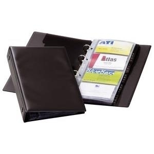 DURABLE Visitenkarten-Ringbuch VISIFIX Economy, schwarz mit 12 transparente Hüllen aus PP für 96 Visitenkarten (2441-01)