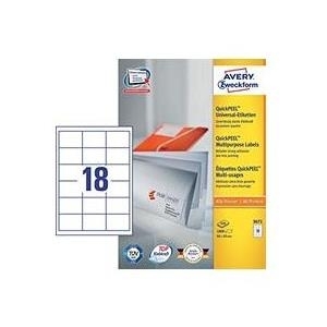 Avery - Selbstklebende Etiketten - weiß - 64 x 45 mm - 1800 Stck. (100 Bogen x 18) (3671)