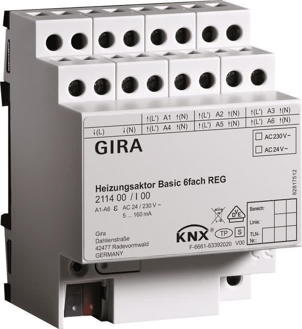 Attuatore di riscaldamento GIRA 6f basic KNX REG 211400 (211400)