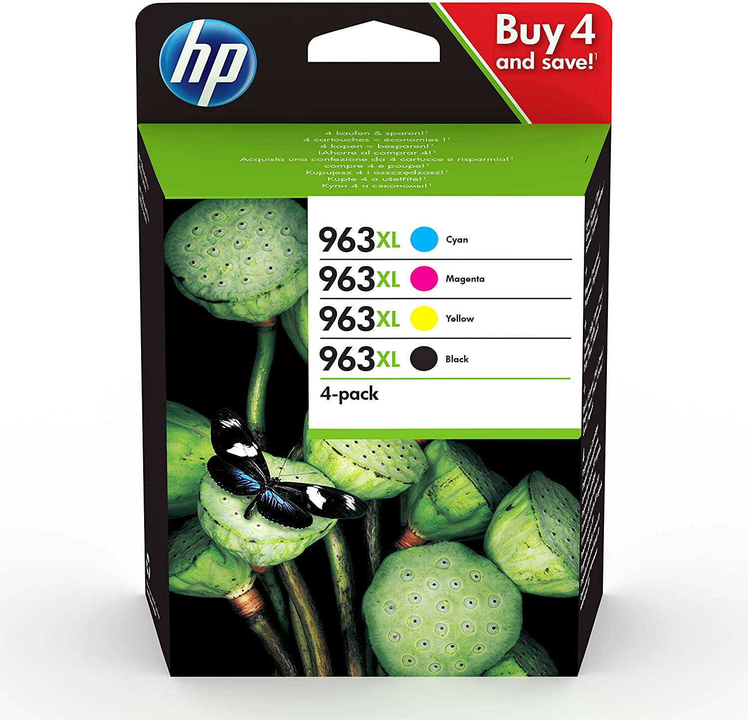 HP 963XL - 4er-Pack - Hohe Ergiebigkeit - Schwarz, Gelb, Cyan, Magenta - Original - Tintenpatrone - für Officejet Pro 9010, 9012, 9013, 9014, 9015, 9016, 9019/Premier, 9020, 9022, 9023, 9025