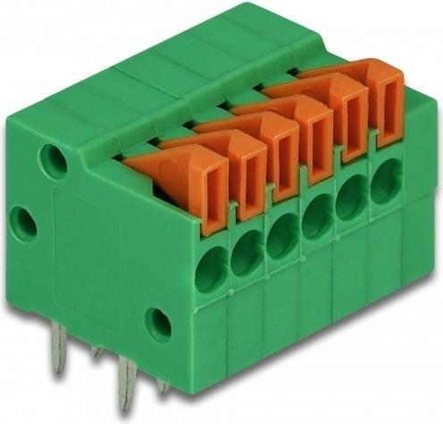 DeLOCK Terminalblock mit Drucktaster für Platine 6 Pin 2,54 mm Rastermaß horizontal 4 Stück (66340)
