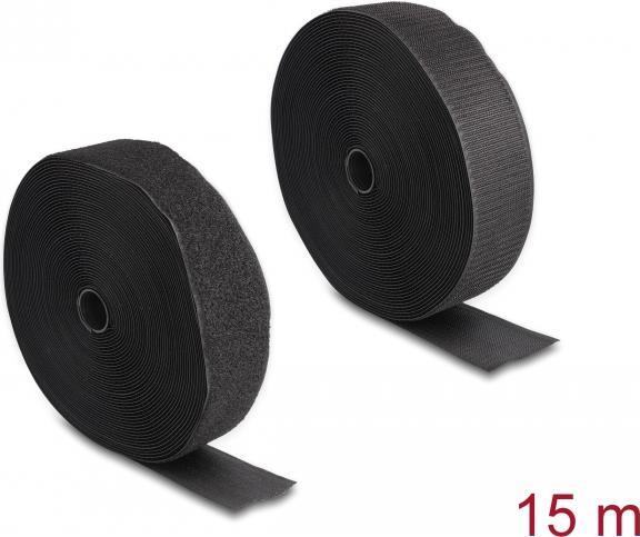 Delock Nastro in velcro resistente con adesivo e nastro in pile, nero