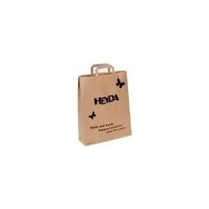 HEYDA Papier-Tragetasche, mit schwarzem HEYDA-Werbeaufdruck braun, aus umweltfreundlichem starkem Kraftpapier, zwei- (2030310)