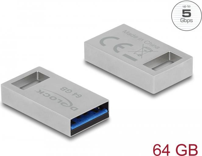 Delock Chiavetta USB 3.2 da 64 GB - alloggiamento in metallo