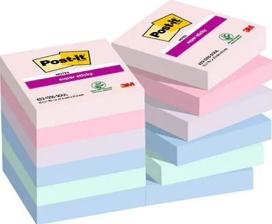 Foglietti Post-itÃ‚Â® Super Sticky Soulful - conf. 12 blocchetti da 90 ff Post-itÃ‚Â® 47,6x47,6 mm - 622-12SS-SOUL