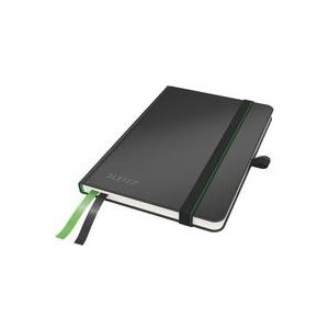 LEITZ Notizbuch Complete, DIN A6, kariert, schwarz 80 Blatt, 96 g/qm, elfenbein Papier, Lederoptik, Touch-and- (4479-00-95)
