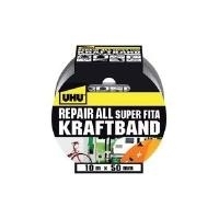 UHU Kraftband Repair all (B)50 mm x (L)10 m, silber extrastarkes Gewebeband mit Polyester-Beschichtung, zum - 1 Stück (48145)