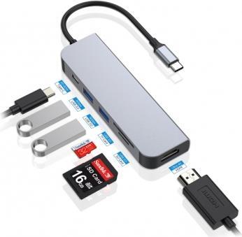 Conceptronic DONN02G hub di interfaccia USB 3.2 Gen 1 (3.1 Gen 1) Type-C 5000 Mbit/s Alluminio