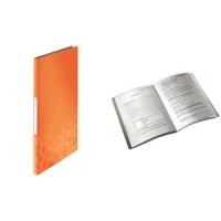 LEITZ Sichtbuch Bebop, A4, PP, mit 40 Hüllen, orange außen PP in Opaque mit schimmerndem Permutt-Effekt, Ober- (4565-00-45)