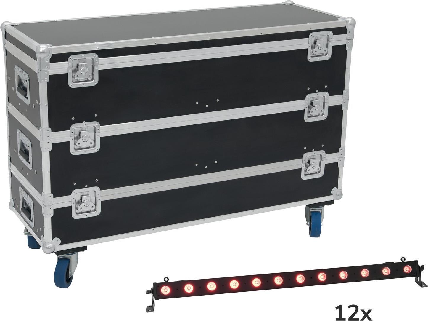 EUROLITE Set 12x LED BAR-12 QCL RGB+UV Leiste + Case mit Rollen (20000891)