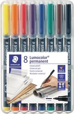 Staedtler Lumocolor 317 marcatore permanente Nero, Blu, Marrone, Verde, Arancione, Rosso, Viola, Giallo 8 pz (Staedtler 317 WP8