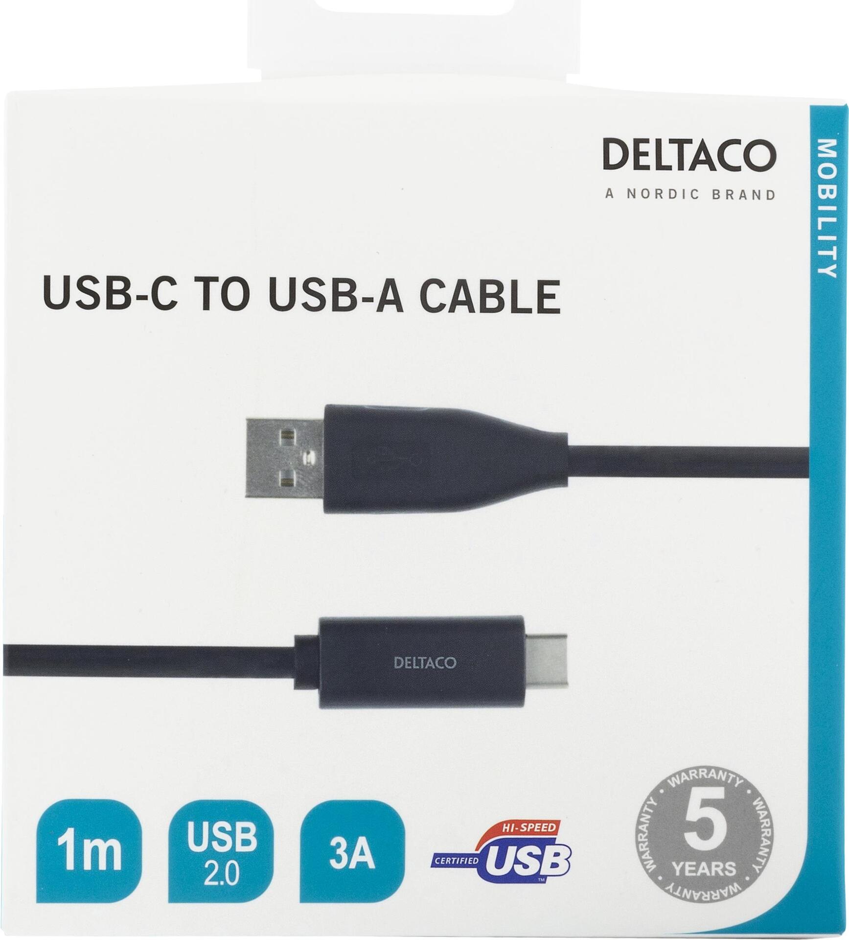 Deltaco USBC-1004M cavo USB 1 m USB 2.0 USB A Nero (DELTACO USBC-1004M)