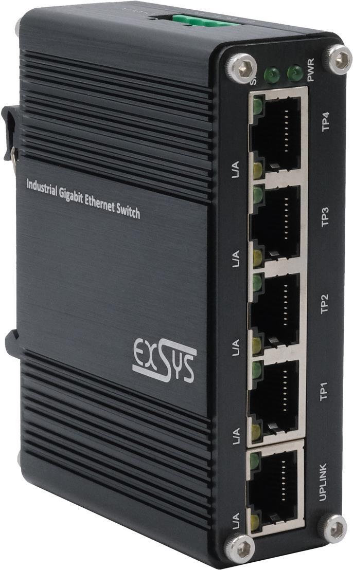 Switch 5 porte Ethernet industriale 5x10/100/1000Tx,12-48 V CC