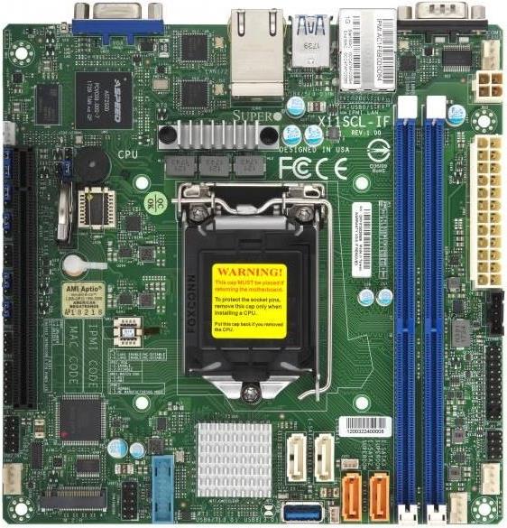 Super Micro SUPERMICRO X11SCL-IF - Motherboard - Mini-ITX - LGA1151 Socket - C242 Chipsatz - USB 3,1 Gen 1 - 2 x Gigabit LAN - Onboard-Grafik (MBD-X11SCL-IF-B)