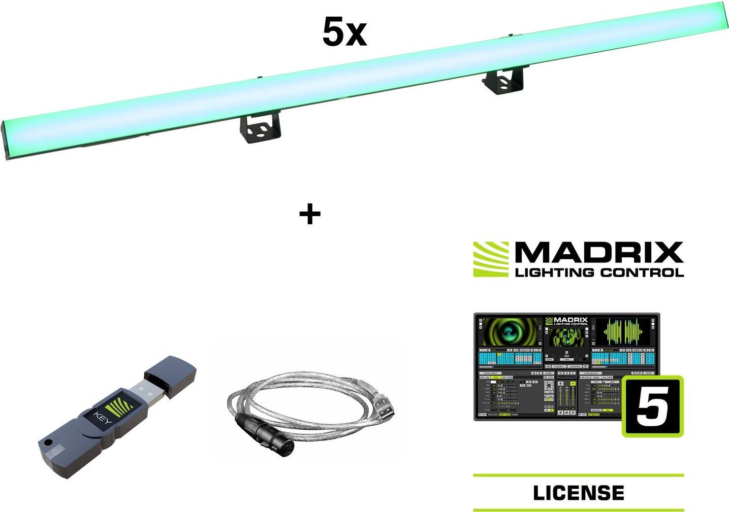 EUROLITE Set 5x LED PR-100/32 Pixel DMX Rail + Madrix Software (20000909)