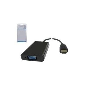 Dinic - Video- / Audio-Adapter - HDMI / VGA - HDMI, 19-polig, 5-polig Micro-USB, Typ A (nur Spannungsversorgung) - bis - HD-15, Mini-Phone Stereo 3,5 mm (W) - 15cm - Schwarz (HDMI-VGA)