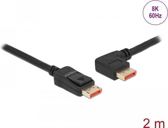 Delock Cavo DisplayPort maschio dritto a maschio angolato a 90° a sinistra 2 m