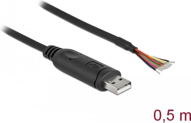 Cavo adattatore Delock da USB 2.0 Tipo-A a RS-232 seriale con 9 estremità del cavo aperte