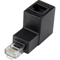 Renkforce RJ45 Netzwerk Adapter CAT 5e 90° nach unten gewinkelt [1x RJ45-Stecker - 1x RJ45-Buchse] 0.00 m Schwarz Renkforce