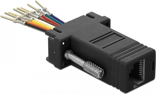 Adattatore Delock Kit di montaggio Sub-D 9 pin maschio a RJ45 femmina nero