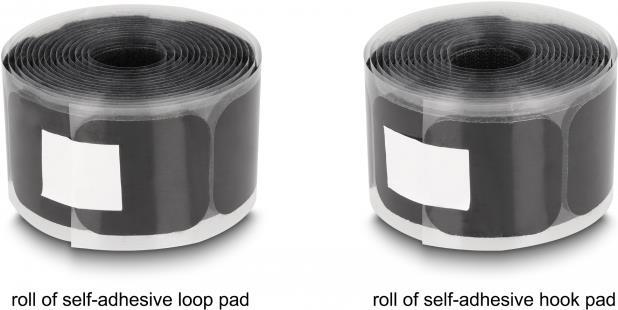 Delock Tampone in velcro su rotolo autoadesivo con adesivo e tampone in pile 45 x 50 mm - lunghezza 3 m nero