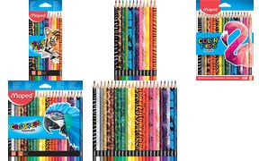 Maped Dreikant-Buntstift COLOR'PEPS Animals, 18er Kartonetui weiche, bruchfeste Mine, Schaft mit Tiermuster, - 1 Stück (832218)