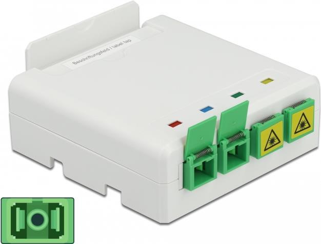 Delock LWL Anschlussdose für Hutschiene 4 x SC Simplex oder LC Duplex (85921)