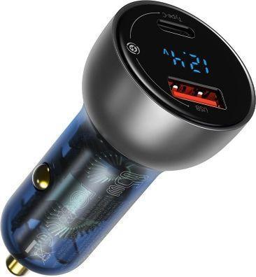 Baseus CCKX-C0A Caricabatterie per dispositivi mobili Blu, Grigio Auto (Baseus Particular Digital Display Car Charger 65W - Sha