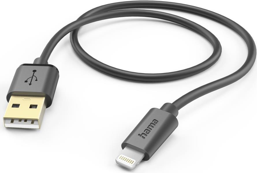 Hama Charging/Data USB-A to Lightning Cable, 480Mbps, 1.5 Metre, Black