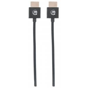 Manhattan Ultra-thin High Speed - HDMI con cavo Ethernet - Da HDMI (M) a HDMI (M) - 30 m - doppio isolamento - nero - stampato