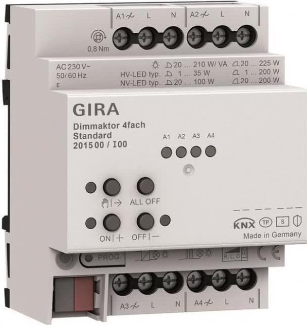 Attuatore dimmer Gira 4-f. REG KNX Sicuro 201500 (201500)