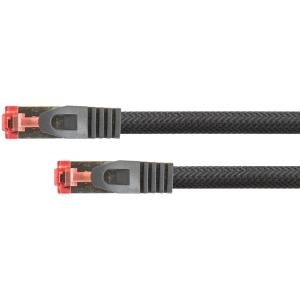 RNS® Patchkabel mit Rastnasenschutz und Nylongeflecht, Cat. 6, S/FTP, PiMF, PVC, 250MHz, OFC, schwarz, 0,25m, PYTHON® Series (8063PY-003S)