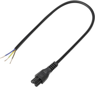 TRU COMPONENTS Netz-Anschlusskabel Kleeblatt-Buchse C5 - Kabel, offenes Ende Gesamtpolzahl: 2 + PE Schwarz 50 cm 1 St. (808675)