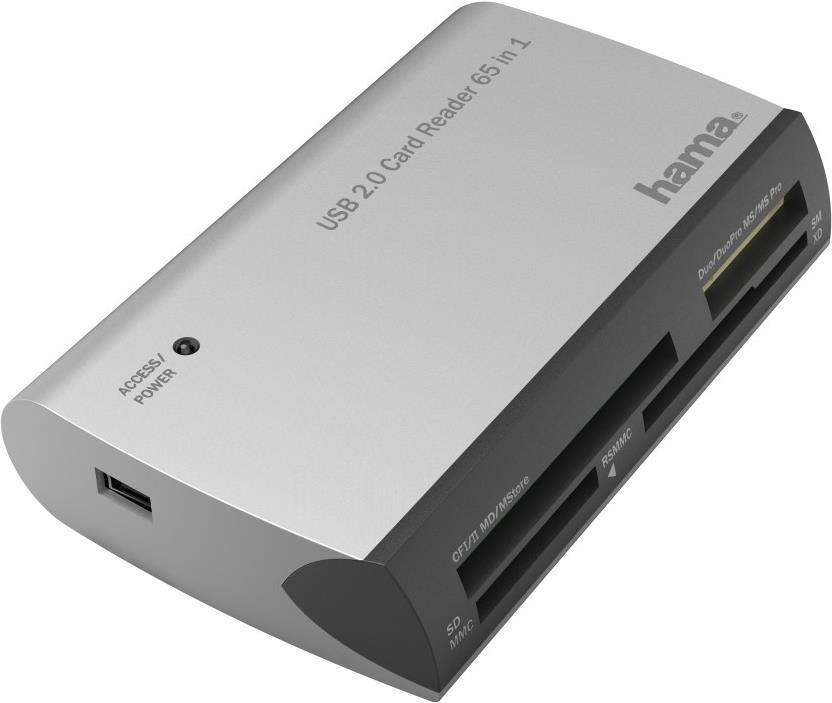 Hama All in One lettore di schede USB 2.0 Nero, Argento (Hama All in One Card Reader, USB Powered, Black & Silver)