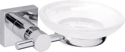 tesa hukk 40256-00000-00 Seifenschale Chrom (glänzend), Weiß (satiniert) (40256-00000-00)