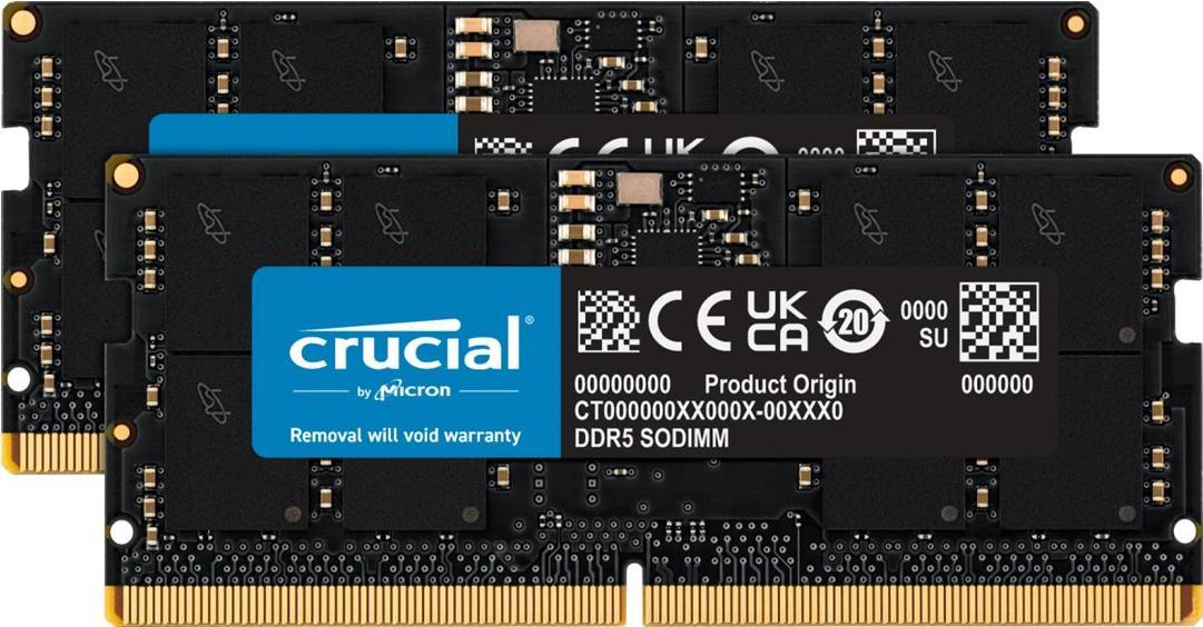 Crucial CT2K24G56C46S5 memoria 48 GB 2 x 24 GB DDR5 5600 MHz (48GB [24GBx2] Crucial DDR5-44800 5600MHz CL46 SODIMM Kit)