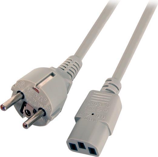 Netzleitung, 3m, grau,Schuko-Stecker/IEC-Kupplung (EK508.3)