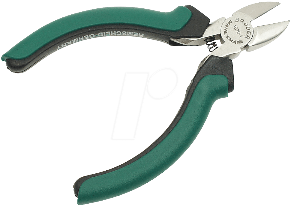 BRÜDER MANNESMANN GREEN LINE BRÜDER MANNESMANN Seitenschneider Elektronik, 115 mm aus Werkzeugstahl, Farbe: grün / silber / schwarz, mit 2 - 1 Stück (M1070-1)