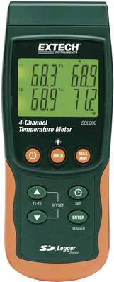 EXTECH SDL200 2-/4-Kanal-Temperatur-Messgerät mit Datenloggerfunktion auf SD-Karte, Thermometer -199 (SDL200)